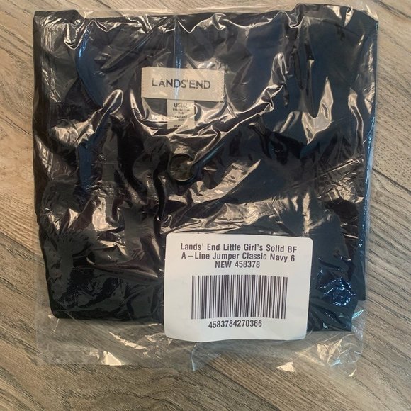 NWT LANDS' END LITTLE GIRL'S BUTTON FRONT A-LINE JUMPER CLASSIC NAVY 6 - Picture 9 of 11